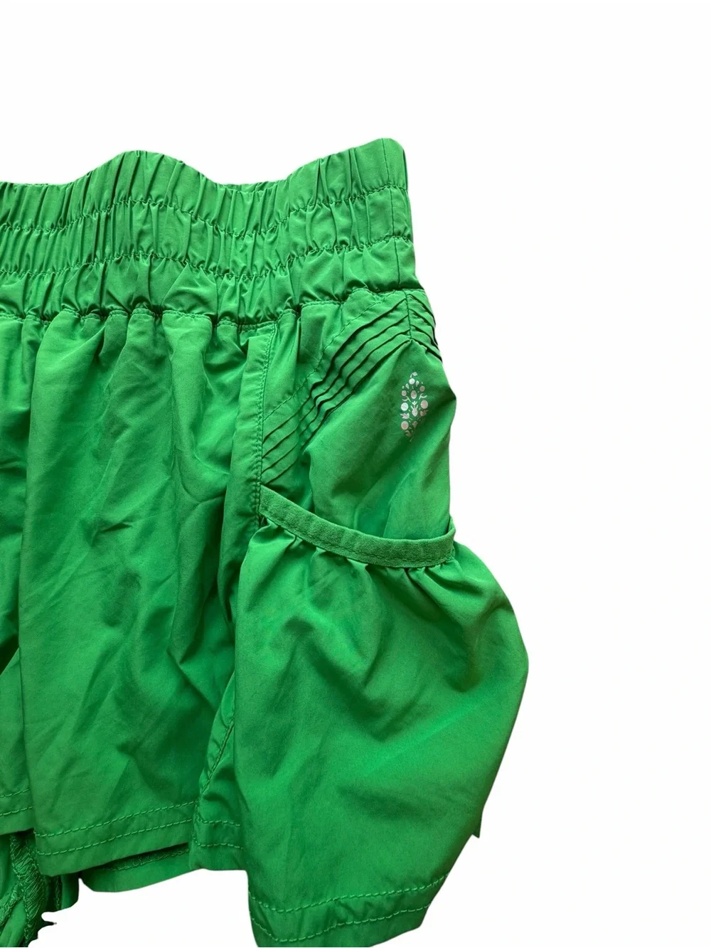 Free People Bright Green Ruffle Active Shorts